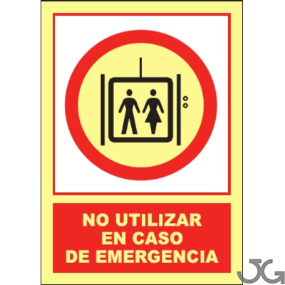 SEÑAL NO USAR ASCENSOR  A4 EV-022  PVC CLASE B FOTOLUM.